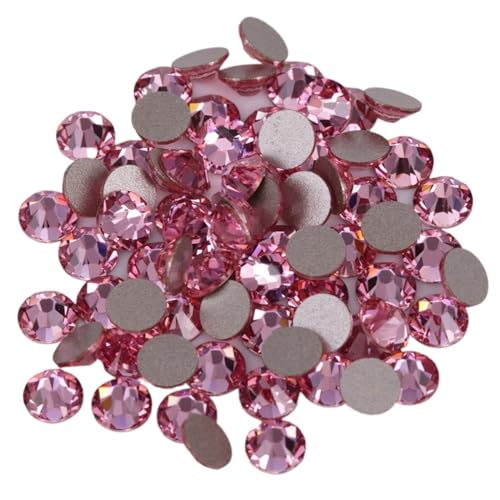 Strass dos plat rose clair Ss34 à fixation thermique pour finitions soignées sur vêtement