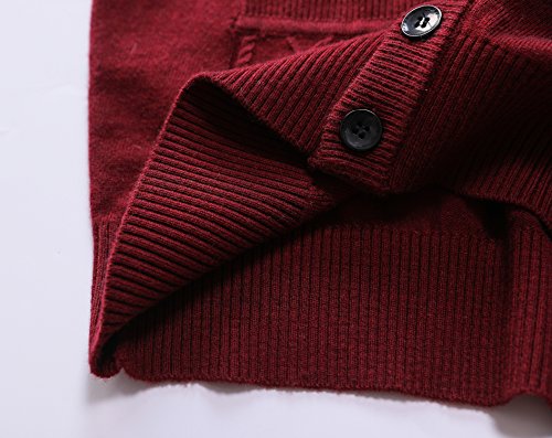 Fulier Mens Winter Wool V-Neck Gilet Sleeveless Vest Waistcoat Casual Gentleman Warm Business Knitwear Cardigans Knitted Sweater Tank Tops (L, Red) #TOP6