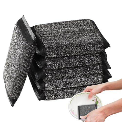 Lot de 6 éponges en acier inoxydable réutilisables, éponges à récurer double face, éponges de nettoyage de cuisine, tampons à récurer, tampons à récurer anti-rayures pour vaisselle, casseroles et