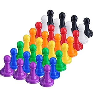 Shappy 32 Pieces Board Game Pieces Multicolor Plastic Pawn Game Pieces for Board Games Chess Pieces Tabletop Markers 1 Inch