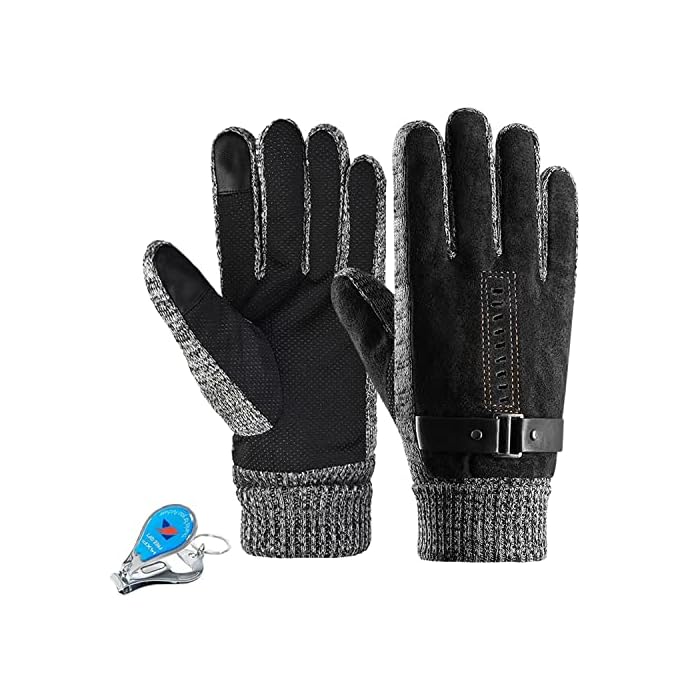 LassZone Men's Winter Leather Gloves