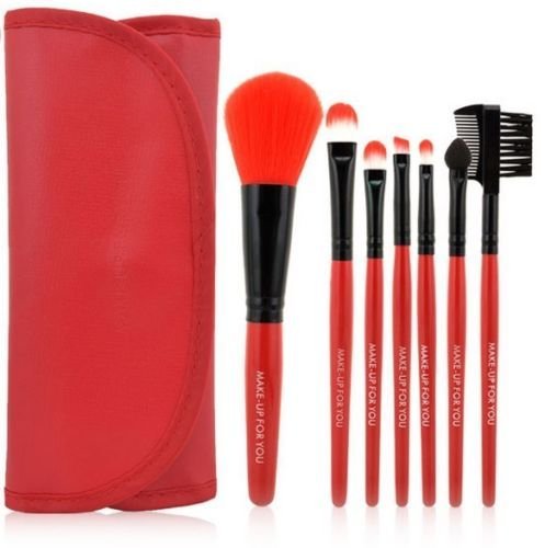 Makeup Brush Set Box 7pc Cosmetic Bag Maquillaje Brochas Mujer Brushes Red