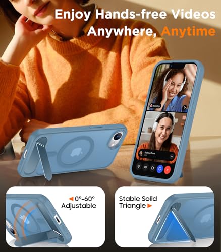 Image of Magnetic Compatible with iPhone 17e Case & iPhone 16e Case,[Built-in Invisible Kickstand][Compatible with MagSafe][Military Grade Shockproof] Slim Translucent Matte Case for iPhone 16e /17e 6.1 inch