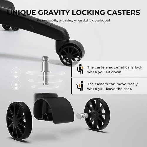 Sedia da gioco ergonomica – Sedia da ufficio Gaming con pelle PU – Cuscino extra large per gambe incrociate (bianco) - Sedia gaming - Immagine 4