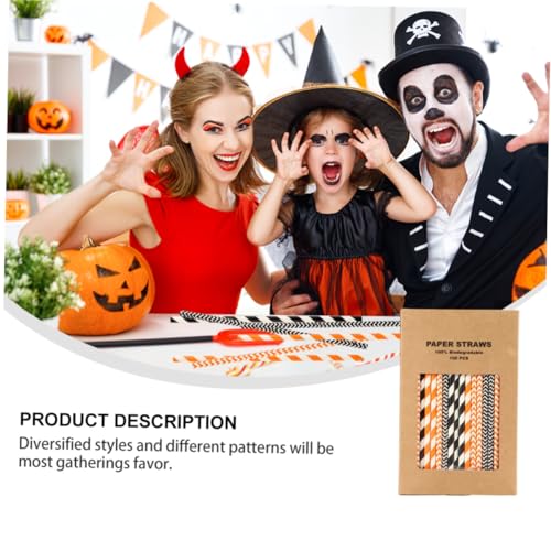 100 pitillos desechables de papel para Halloween miniatura 6