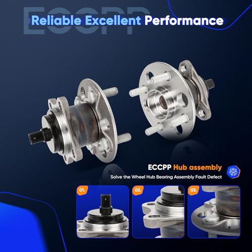 Image of ECCPP 2-Piece 512636 Wheel Hub Bearing for Toyota for Yaris 2015-2019 | 4 lugs w /ABS Sensor Pre-Greased Sealed