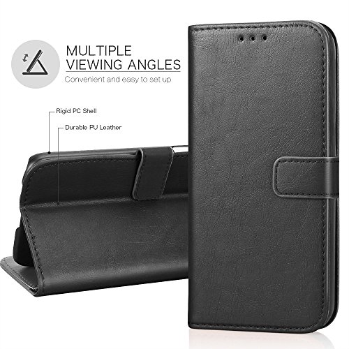Image of SHINESTAR Redmi Note 5 Pro Flip Back Cover | PU Leather Flip Cover Wallet Case with TPU Silicone Back Case Cover for Redmi Note 5 Pro - (Classy Black)
