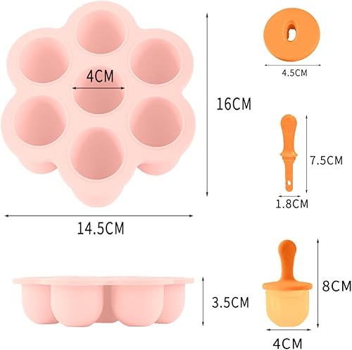 Miniatura 2 de Moldes de silicona para paletas, mini molde de 7 cavidades para hacer paletas de hielo con palos coloridos y protectores de goteo, contenedor de