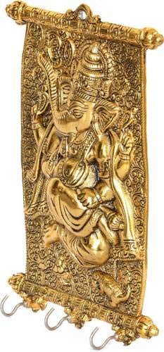 Image of KridayKraft Metal Ganesha ji Key Holder with Meena Work Decorative for Wall | Ganesh Statue /Religious | Idol /Wall Hanging
