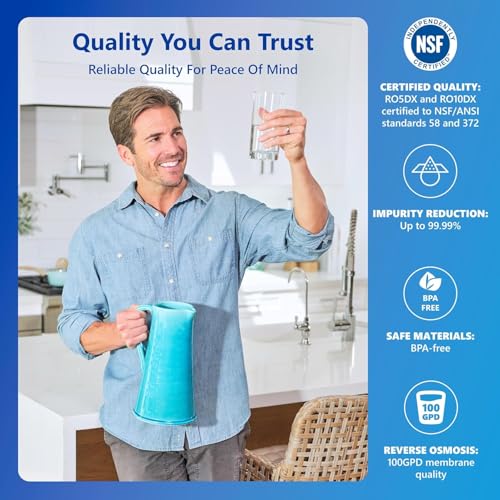 Image of Express Water Reverse Osmosis Water Filtration System with Alkaline & UV Filter - 11 Stage UV Water Filter - Under Sink Water Filter with Alkaline Filter for Added Essential Minerals - 100 GDP