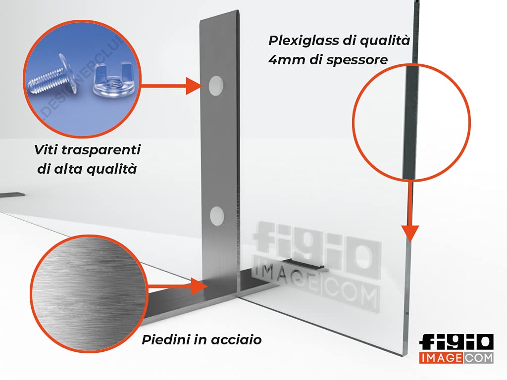 BARRIERA PROTETTIVA PARASPUTI/PARAFIATO CON FINESTRA IN METACRILATO PLEXIGLASS sp 4 mm CON PIEDINI IN ACCIAIO INOX. QUALITA' PREMIUM - F.TO 120X75 CON FINESTRA