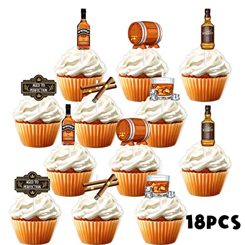 18Pcs Brown Glitter Dessert Cupcake Topper Aged To Perfection Beer Festival Traditional Oktoberfest Festival Theme Decor Supplies Men Happy Birthday Decorations #TOP2