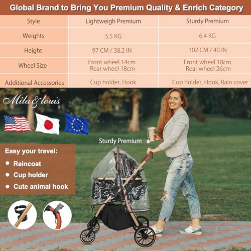 image for MILA&LOUIS Dog Stroller, Cat Stroller for Small & Medium Dogs 55 lbs, 