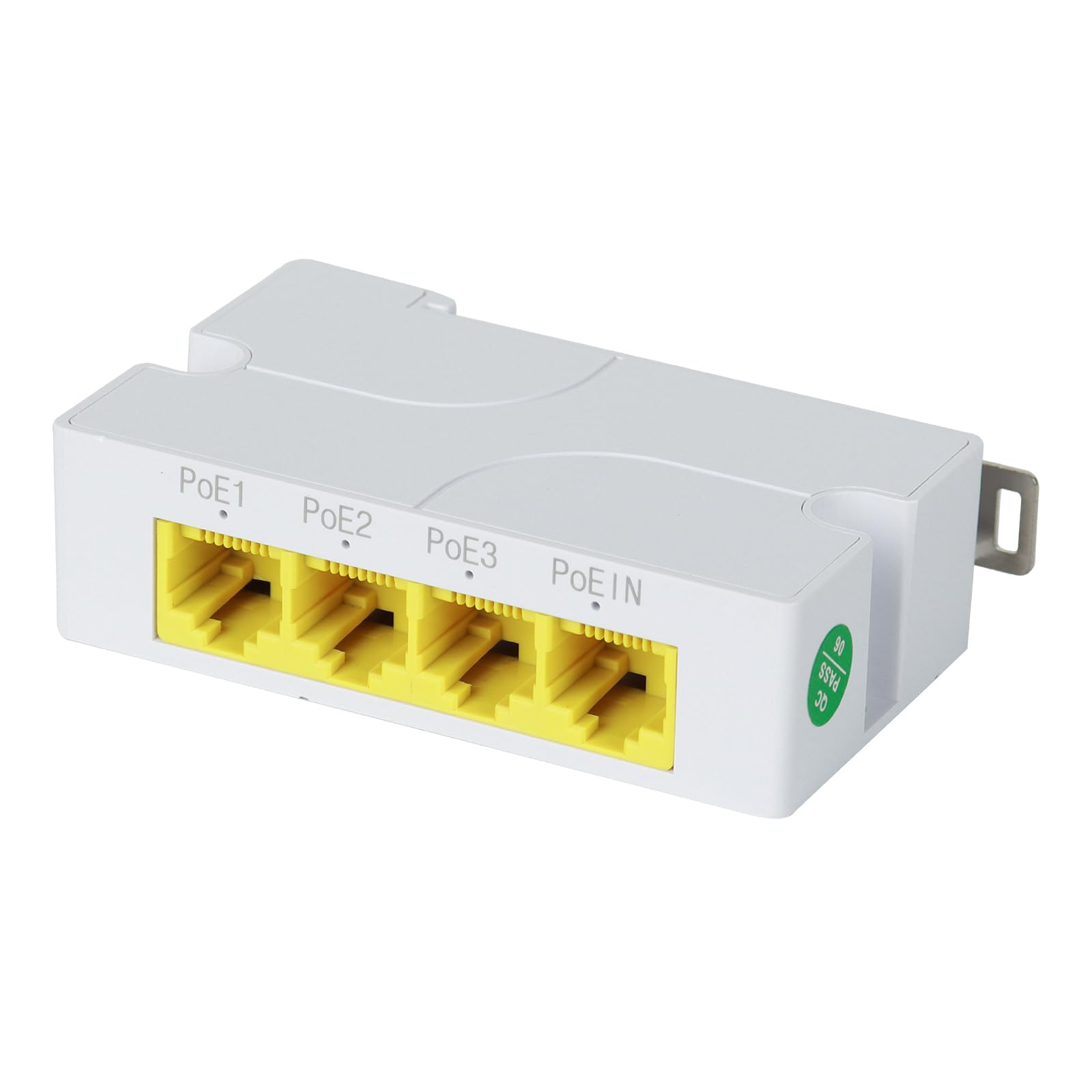 4-Port Gigabit POE Powered Switch,1 PoE Receive Port, 3 Poe Outputs, IEEE802.3af/at/Miniature PoE Repeater, 1000Mbps Ethernet Switch, Wall and DIN-Rail Mount Pass-Through, Plug and Play