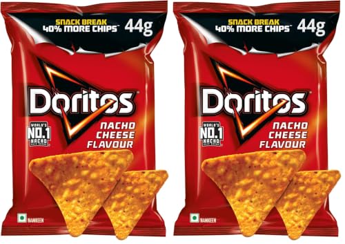 Image of Doritos Nacho Chips - Nacho Cheese Flavour - 44gm /50gm (Weight May Vary) (Pack of 2)