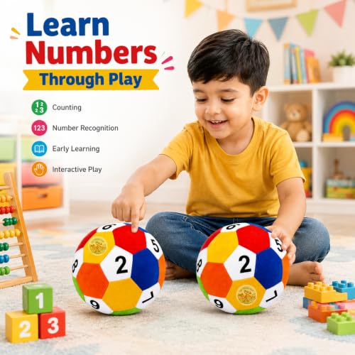 Image of Counting Soft Ball Pack of 2, Soft Ball 15 cm Educational Number Learning Balls for Kids, Soft Colorful Indoor Outdoor Play Toy, Counting & Activity Ball