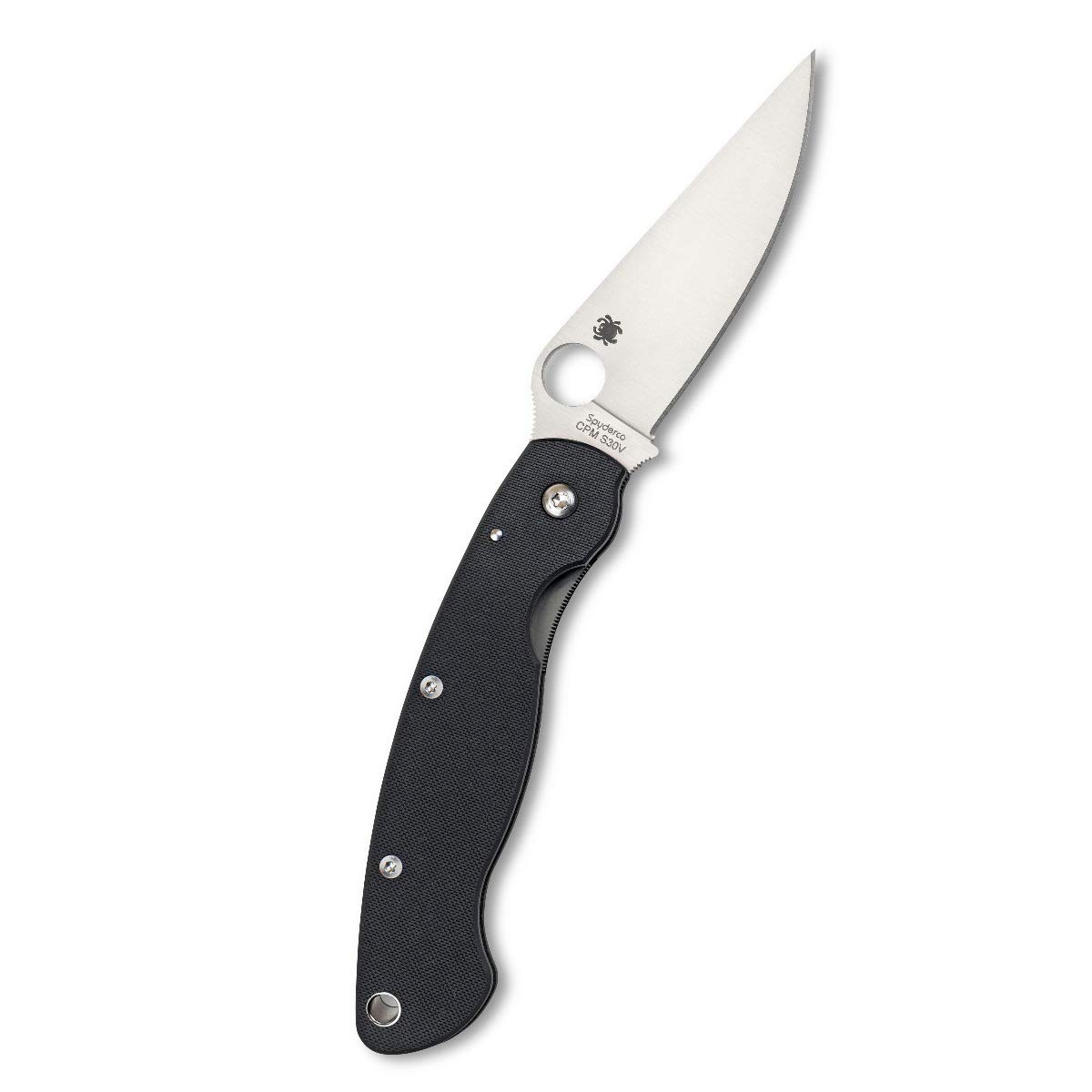 Spyderco Military Model Folding Knife - Black G-10 Handle with PlainEdge, Full-Flat Grind, CPM S30V Steel Blade and LinerLock - C36GPLE