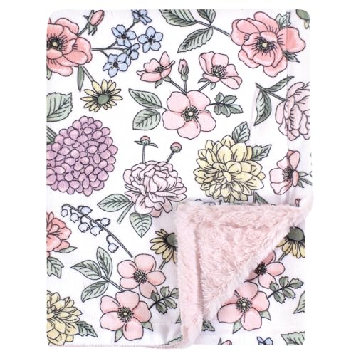 Image of Hudson Baby Unisex Baby Plush Blanket with Furry Binding and Back, Vintage Blossom, One Size