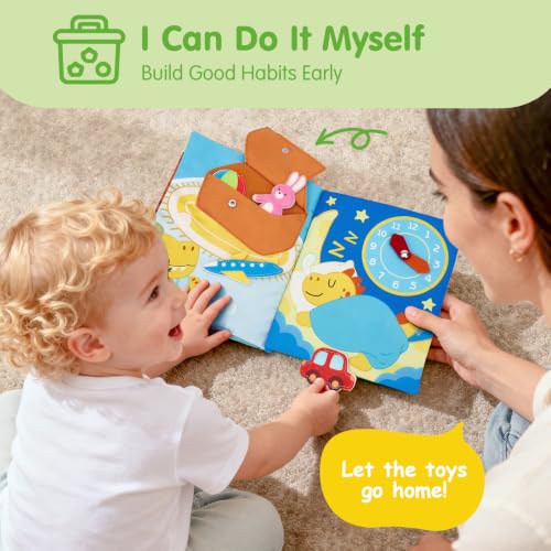 Image of hahaland Busy Book for Toddlers 1-3 - Dinosaur Soft Fabric Activity Books | hahaland Busy Book for Toddlers - Dinosaur Soft Fabric Activity Books