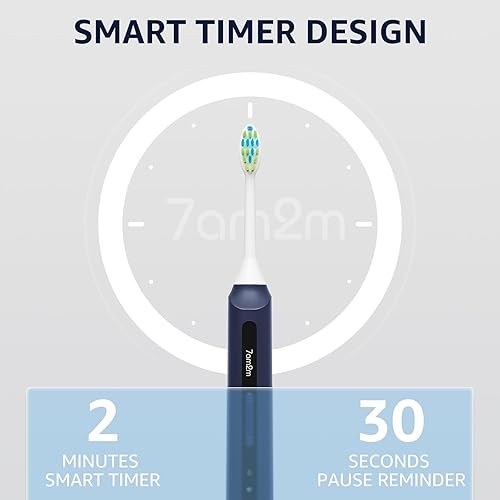 Miniatura 6 de 7AM2M Cepillo de dientes eléctrico sónico, cepillos de dientes recargables de alta potencia, con 8 cabezales de cepillo para adultos y niños, 15