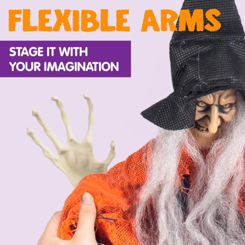 Image of JOYIN 4 Pcs 19.6 inch Hanging Witch Halloween Decorations Outdoor Indoor Flying Haunted House Scary Decor for Lawn Garden Yard
