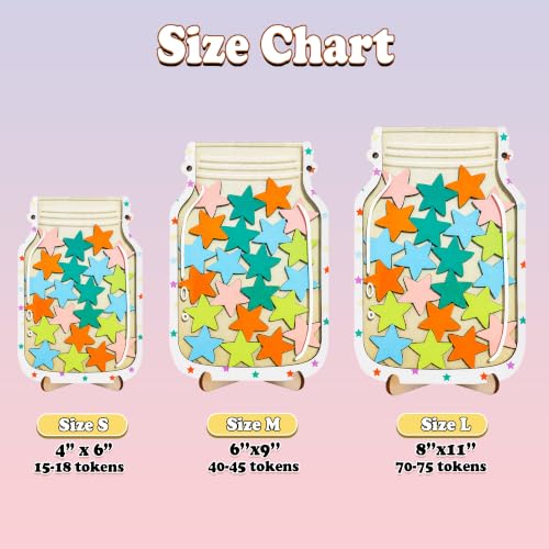 Image of Magnetic Star Reward Jar for Kids, Wooden Star Jar Reward System with Acrylic Tokens, Good Behavior Chart for Home, Classroom, Potty Training
