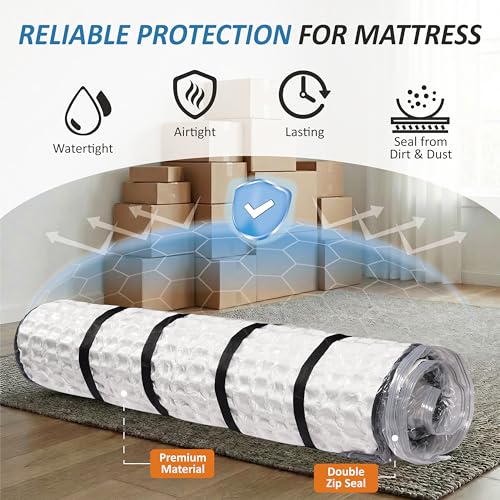 Image of Storage Logic Foam Mattress Vacuum Bag with 4 Adjustable Packing Straps for Moving, Storage, Shipping, Vacuum Seal Mattress Bag with Packaging Straps (King /Cal-King)