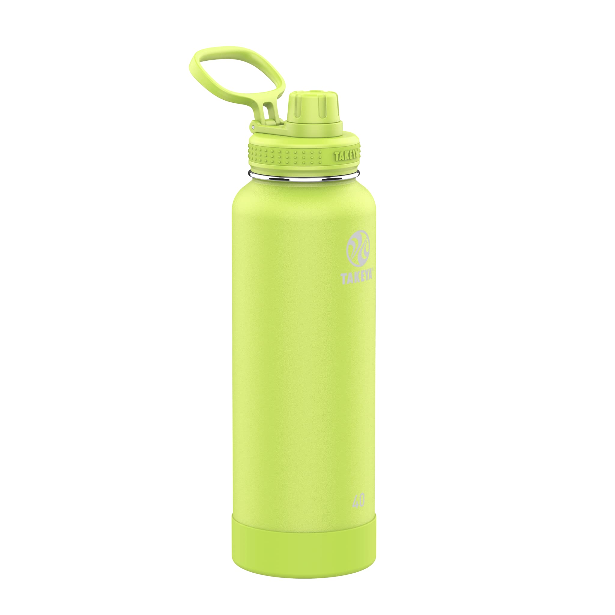 Takeya Actives 40 oz Vacuum Insulated Stainless Steel Water Bottle with Spout Lid, Premium Quality, Citron Green