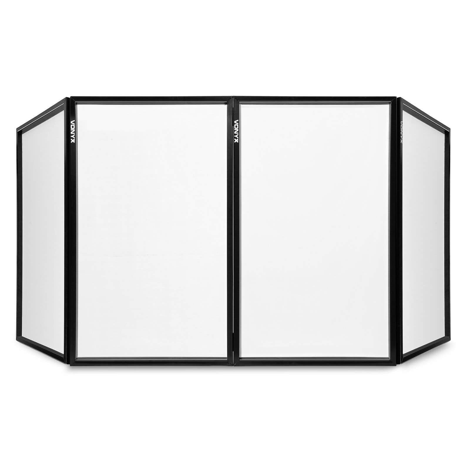 Vonyx DB2 DJ Screen, Verkleidung für DJ Pult inkl. Tasche, zusammenklappbarer und mobiler DJ Stand, 280cm x 120xm, Booth, mit integrierter Leinwand für ein professionelles Bühnenbild, Weiß