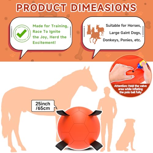 Image of QDAN Herding Ball for Dogs, 25 inch Dog Balls with Straps, Giant Dog Toys Horse Toy, Dog Herding Ball for Australian Shepherd, Orange