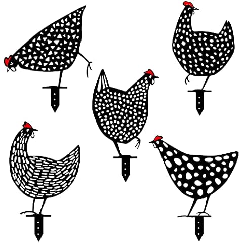 5 StüCk Huhn Deko Handarbeit Gartenstatuen, Gartenfigur Metall Huhn Deko Handarbeit Gartendeko Cover