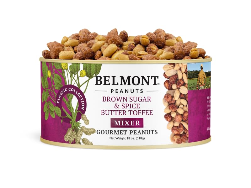 Image of Belmont Peanuts Gourmet Brown Sugar & Spice Flavored Virginia Peanuts Mixer, 18 oz (1 Pack) - Simple Ingredients, No Preservatives, Hand Seasoned Snack