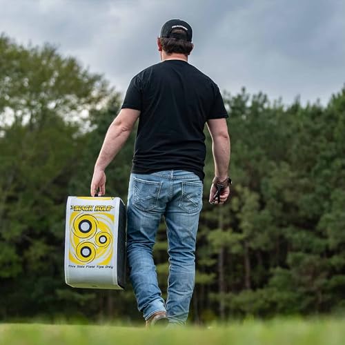 Image of Black Hole 4-Sided Archery Target, Uses Friction Not Force to Stop All Field Points and Broadheads, Open-Face Layered Design, Lightweight and Carry Strap for Portability