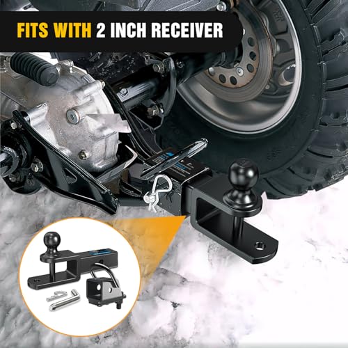 Image of Nilight 3 in 1 ATV UTV Multi Hitch Mount with 2 Inch Receiver 1-7 /8 inch Ball Hitch Rated 2000 LBS Winch Strap Loop Rated 5000 LBS