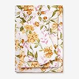 BrylaneHome 300-Tc Cotton Printed Bed Tite Sheet Set - Queen, Yellow Floral
