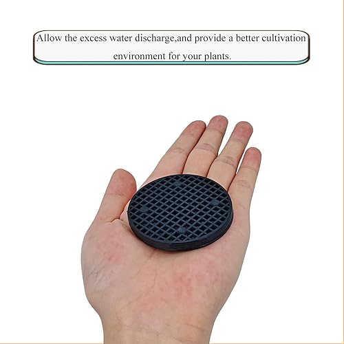 Miniatura 10 de HAHIYO 20 unids 2.95 pulgadas3.0 in negro redondo PP plástico maceta agujero malla almohadilla inferior rejilla Mat bonsái drenaje malla agujero