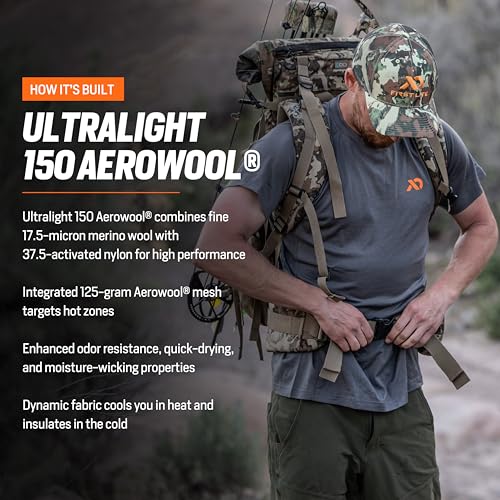 First Lite Men's Wick Short Sleeve Crew - Light Merino Wool Camo Hunting Shirt, UV Protection Moisture Management Base Layer4