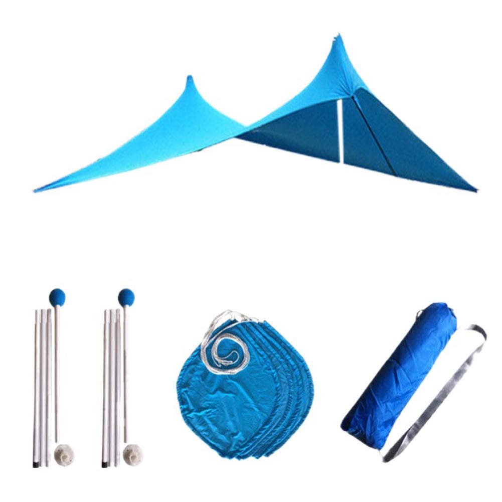 HanshinBeach Tent Sun Shelter with 4 Sandbags,Outdoor Canopy Tent with 4 Ropes & Carring Bag,210x150x160cm,Red/Blue/Green