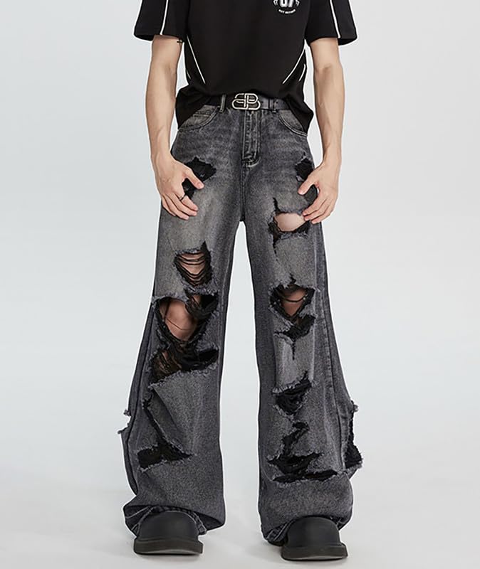 Men's Baggy Jeans Y2k Boyfriend Ripped Jeans for Woman Wide Leg Hip Hop Denim Pants Grunge Summer Clothes3