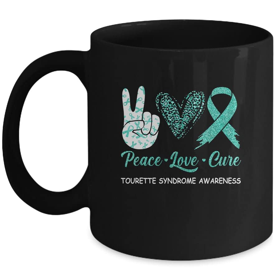 SKY DOT Tourette Syndrome Awareness Peace Love Cure Leopard Printed Ceramic Tea/Coffee Mug (325ml)