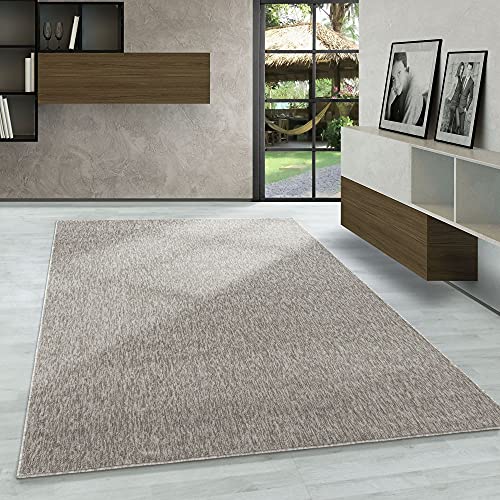 Carpetsale24 Tapis 160 x 230 cm beige, à poils courts, uni, pour grand salon, chambre ou salle à manger, moderne, doux et facile d'entretien
