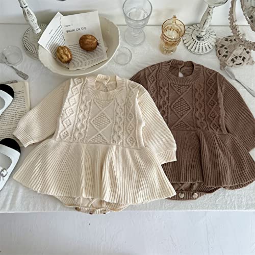 Baby Pullover Sweater Toddler Newborn Infant Girls Solid Spring Winter Long Sleeve Knit Warm Crewneck Romper Dress2