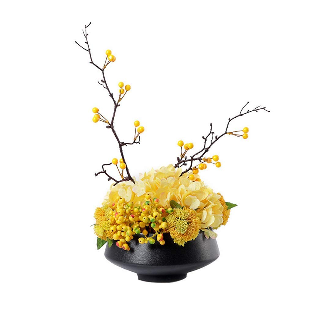 DFGHNBVC Artificial Flower In Pot Artificial Flowers With Ceramics Vase Indoor Yellow Fake Flower Plant Centerpiece Décor Table Centerpieceent Interesting