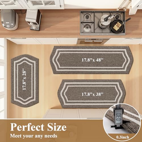 HEBE Kitchen Rugs Set of 3, Non Slip Washable Kitchen Mats for Floor - image 2