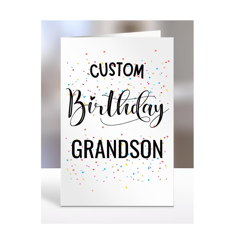 Personalised HBD Happy birthday to my grandson Card with Text, Gifts for men, women, A5-154_1