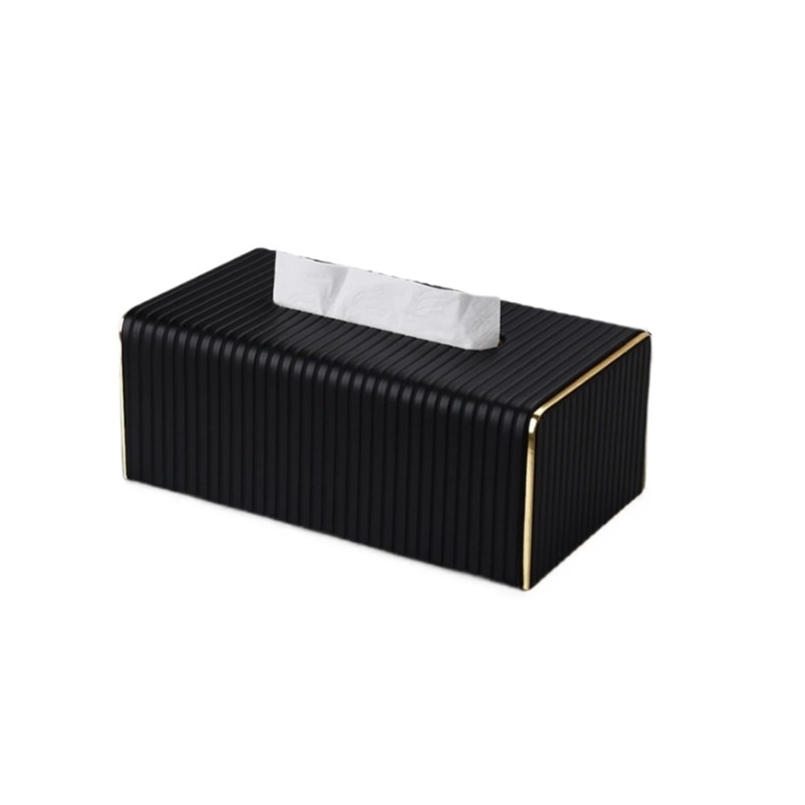Tissue Case Light Luxury Leather Tissue Box Living Room Coffee Table Creative Rectangular Napkin Facial Dispenser Tissue Dispenser(Black)