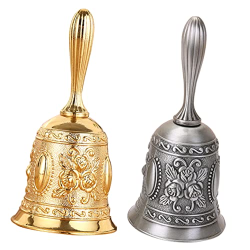 AUTSUPPL Metal Hand Bell Service Bell for Restaurant Bar Zinc Alloy Vintage Home School Chime