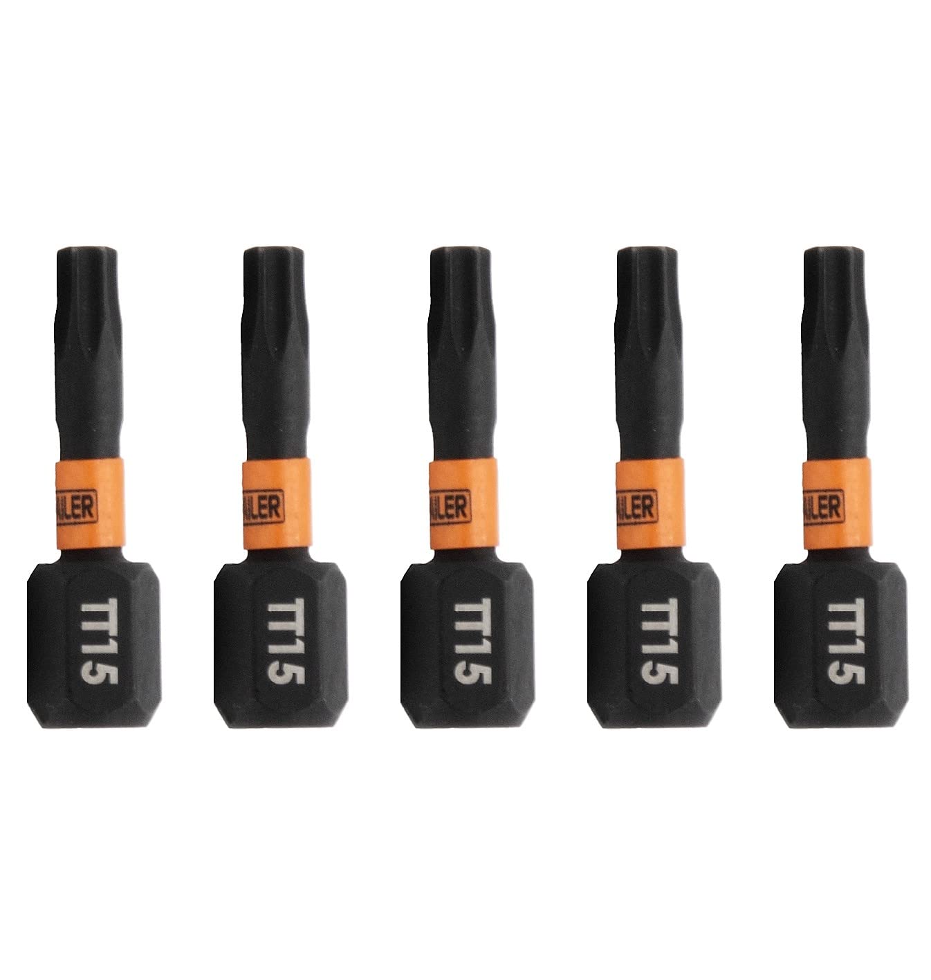 TORX T15 Tamer Proof Bits - Railer T15 TORX Security 1" Bits. 1/4 Inch Hex Shank S2 Steel Tamper Resistant Star Bits (5 Pack)