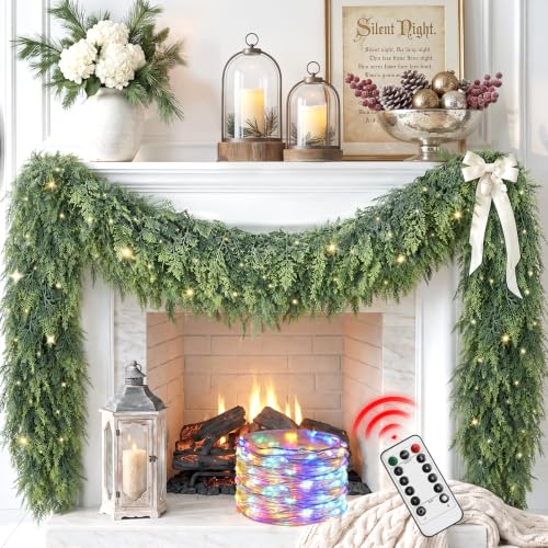 9Ft Prelit Real Touch Cedar Christmas Garland with Lights - image 1