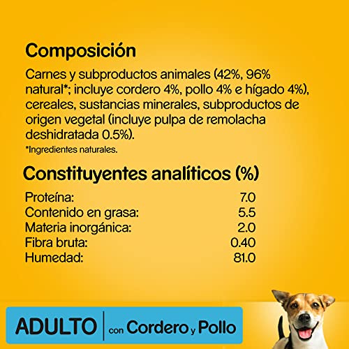 Pedigree Nassfutter für Hunde, Lamm und Huhn in Pastete (Packung mit 20 Dosen x 300 g)